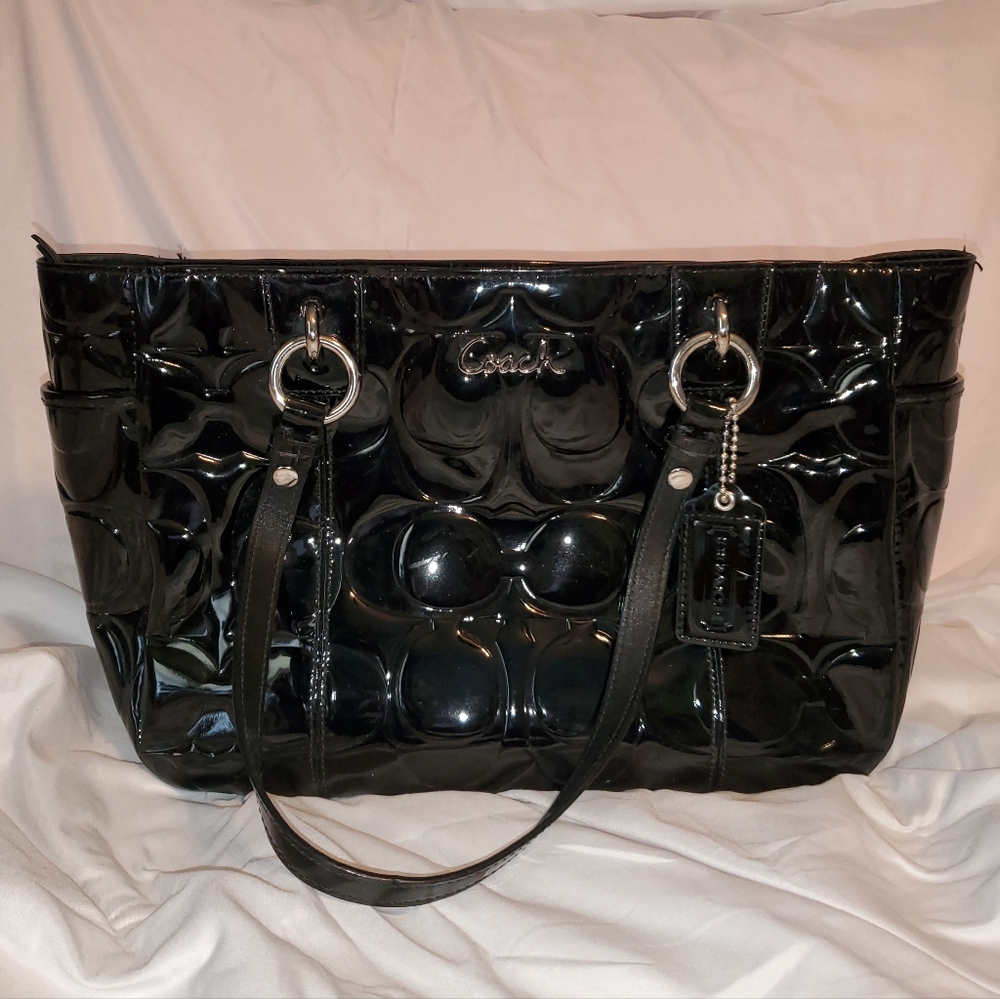 COPY - Coach Black Patent Leather East West Gallery Tote Purse